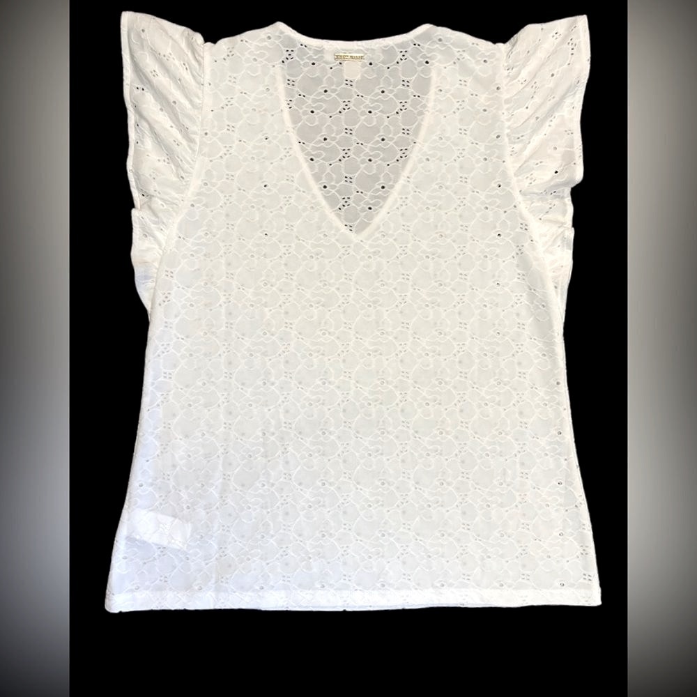 Michael Kors White/Off White Eyelet Top Womens Size Medium Shirt LIKE NEW - Picture 5 of 6
